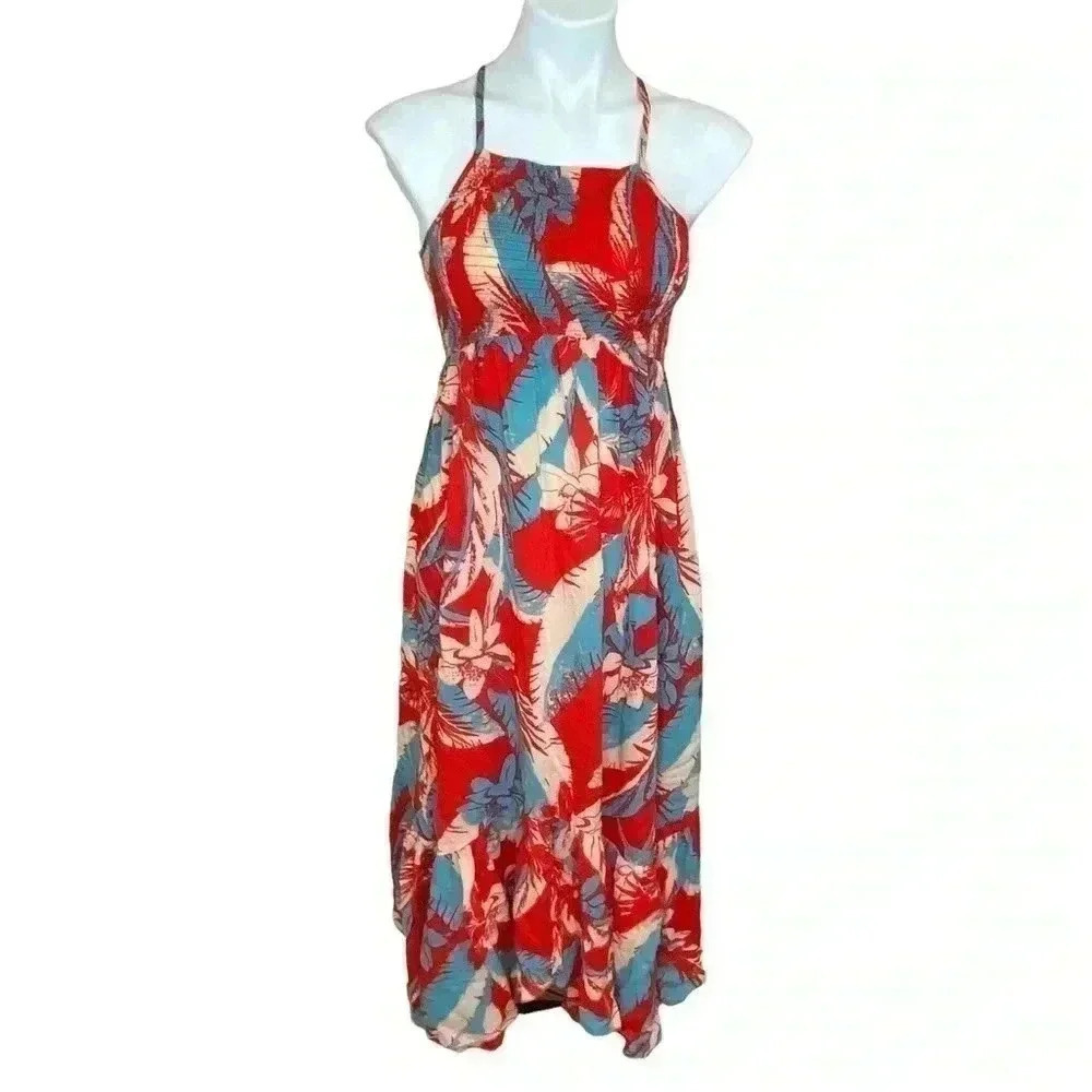 Intimately Free maxi red floral Hawaiian dress free people size XS cherry red